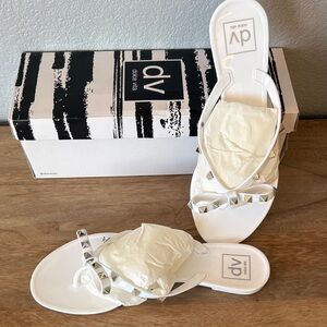 DV by Dolce Vita Women's White Sandals with Silver Studs